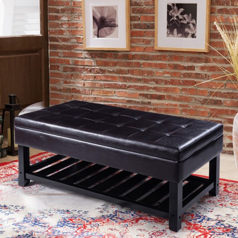 Pu Leather Storage Bench Ottoman HW55567