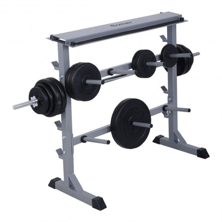 2-Tier 40" Barbell Rack Weights Storage Stand SP35570