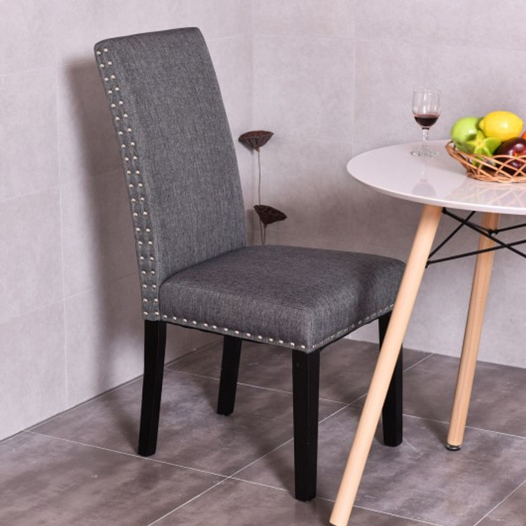 Set Of 2 Fabric Upholstered Armless Dining Chairs-Gray HW54768GR