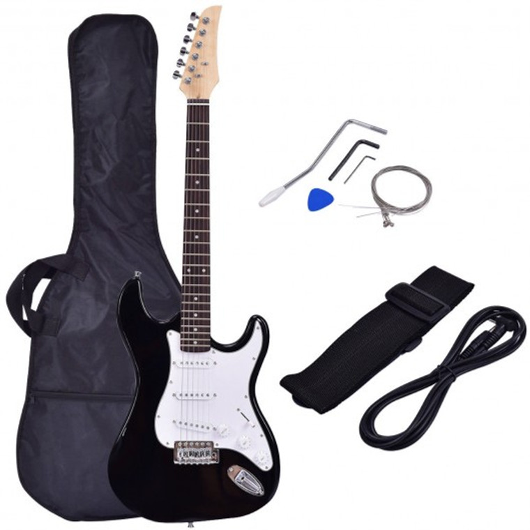 39" Full Size Electric Guitar Kit W/ Case Strap Strings-White GF32821WH