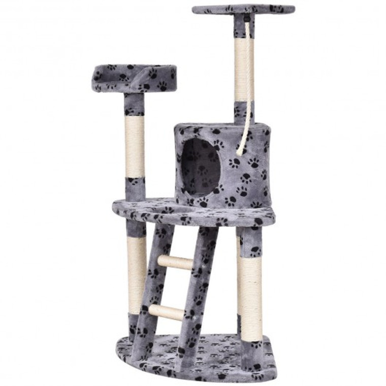 48" Activity Tower Perches Scratching Posts Cat Tree-Gray & Paws PS7016GRDG