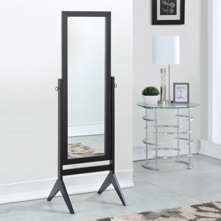 Full Length Rectangular Floor Mirror With Tilt Wood Frame-Black HW58835BK