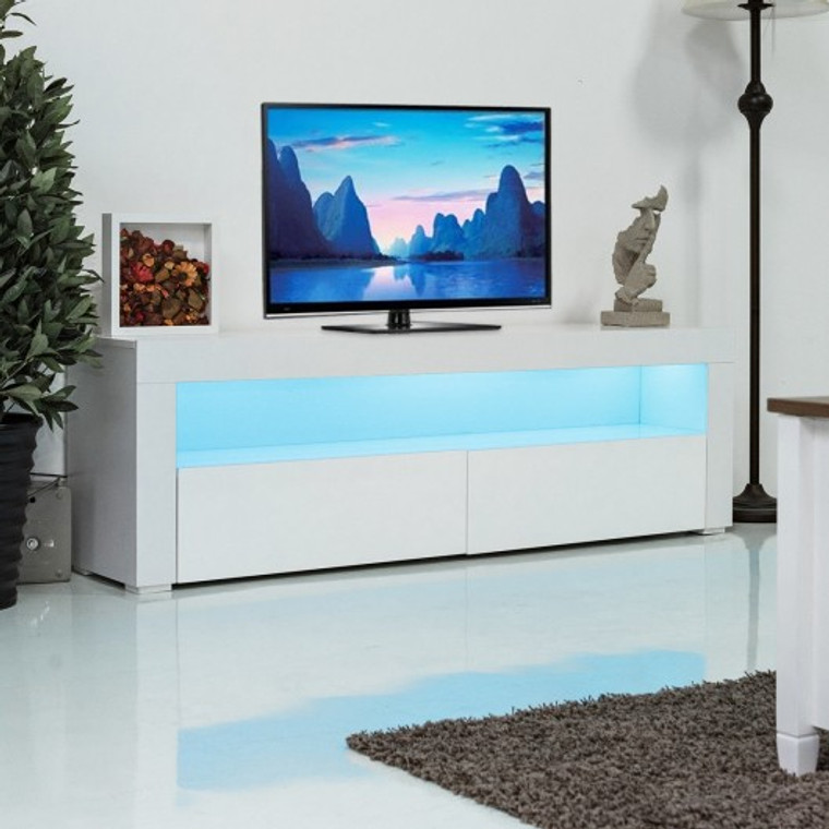 High Gloss Tv Stand With Led Shelves And Drawers-Black HW56643BK+