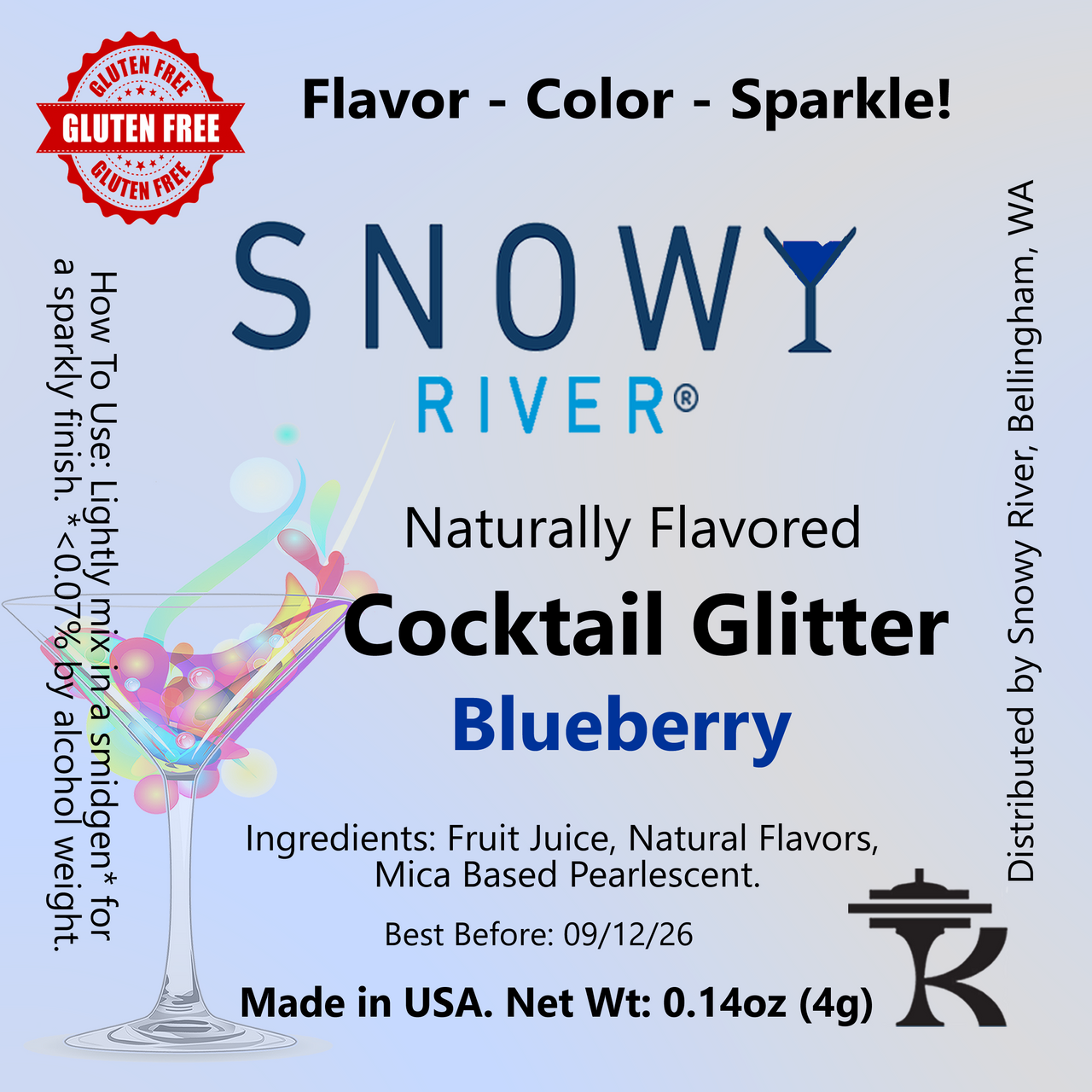 Snowy River Natural Blueberry Flavored Cocktail Glitter, flavored
