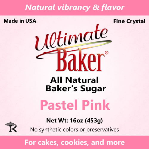 Ultimate Baker Natural Sanding Sugar (Fine Crystal) Pastel Pink (1x1lb)