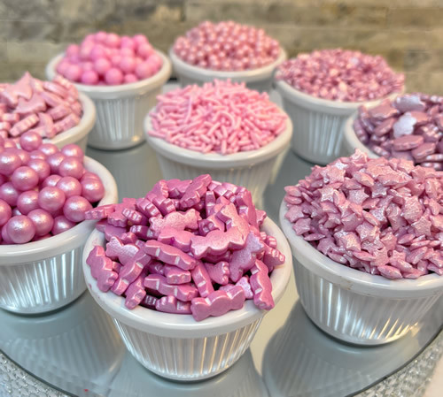 Ultimate Baker sprinkle blends, jimmy blends, pearls and natural sprinkles
