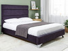 Discover the Esupasaver Laura Upholstered Bed, featuring a stylish accent lines headboard, low footboard, and options for chrome or wooden feet.