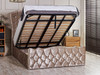Rochelle Gas Lift Ottoman Storage Bed Mink Crushed Velvet