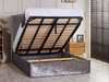  Discover the Esupasaver Konya Ottoman Storage Bed Frame, featuring a stylish curved headboard and elegant chrome nail detailing for a chic bedroom upgrade