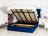 Sienna Gas Lift Ottoman Wing Bed Blue Smooth Velvet Fabric Sienna Gas Lift Ottoman Wing Bed Blue Smooth Velvet Fabric