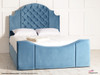 Valentina Ottoman Bed Coral Blue Smooth Velvet
