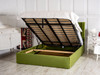Elevate your bedroom with the Esupasaver Sawyer Gas Lift Ottoman Storage Wing Bed Frame, combining elegant accent lines and practical storage in one stunning piece.