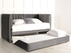 Marcella  Day Bed  With Trundle Charcoal Smooth Velvet
