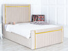 Elevate your bedroom with the Esupasaver Hazle Ottoman Bed, designed with deep storage and stunning gold accents for a perfect blend of style and functionality.