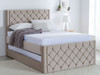 Layla upholstered bed with pull out trundle guest bed pale cream smooth velvet