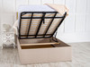 Discover the Esupasaver Beautiful Posie Deep Storage Ottoman Wing Bed Frame, featuring a chic Extra High headboard with stylish gold accent lines for a modern touch.