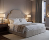 Transform your bedroom with the Esupasaver Crystal Wall-Mounted Headboard Panel. Experience elegance and comfort with this stunning curved design.