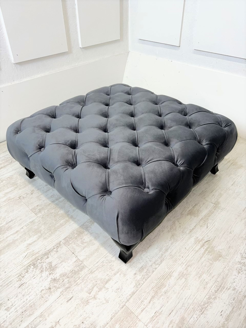 Charcoal grey clearance velvet footstool