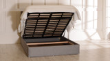 Lily gas lift ottoman bed shown in Tweed Grey Fabric