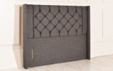 Holbrook Winged Chesterfield Upholstered Floor Standing Headboard Charcoal Linen