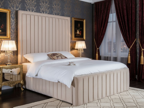 Transform your bedroom with the Angelina Gas Lift Ottoman Bed. Enjoy a stylish design with a deep storage base, combining functionality and elegance seamlessly.