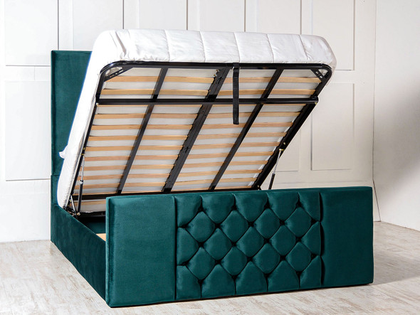Discover the Esupasaver Zuri Ottoman Storage Bed, featuring deep buttoned center panels and a stylish matching footboard for a perfect blend of elegance and functionality Discover the Esupasaver Zuri Ottoman Storage Bed, featuring deep buttoned center panels and a stylish matching footboard for a perfect blend of elegance and functionality
