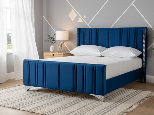 Transform your sleeping space with the Esupasaver Harper Upholstered Bed Frame. Featuring a stylish winged headboard, chrome accents, and easy assembly for convenience. Transform your sleeping space with the Esupasaver Harper Upholstered Bed Frame. Featuring a stylish winged headboard, chrome accents, and easy assembly for convenience.