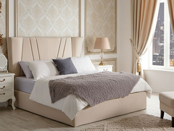 Discover the Esupasaver Astrid ottoman curve wing bed, featuring elegant accent lines and a low footboard for a stylish and cozy bedroom upgrade.