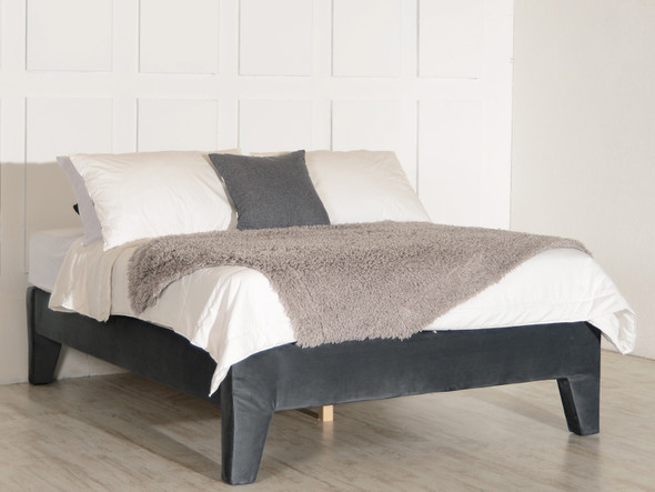 Sierra bed base with under bed storage space charcoal smooth velvet