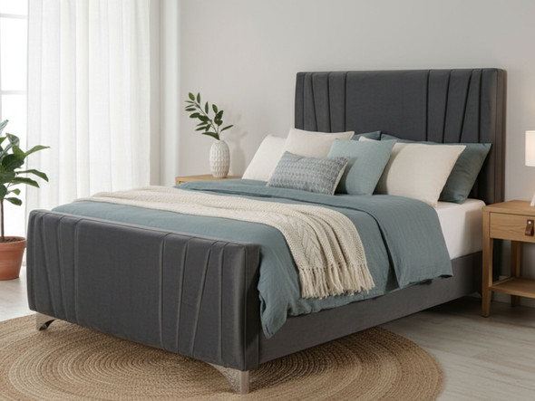 Concetta Bed Frame Charcoal Smooth Velvet Concetta Bed Frame Charcoal Smooth Velvet