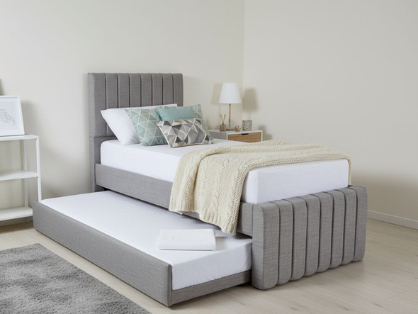 Danica Upholstered Bed Frame With Pull Out Trundle Guest Bed Available in Smooth Velvet, Crush Velvet, Chenille, Linen, Faux Suede & Tweed Fabrics Danica Upholstered Bed Frame With Pull Out Trundle Guest Bed Available in Smooth Velvet, Crush Velvet, Chenille, Linen, Faux Suede & Tweed Fabrics