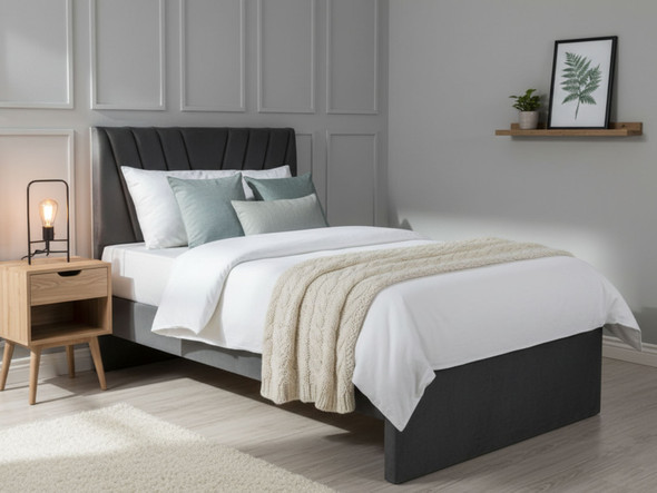 Valeria Bed Frame Charcoal Smooth Velvet Valeria Bed Frame Charcoal Smooth Velvet