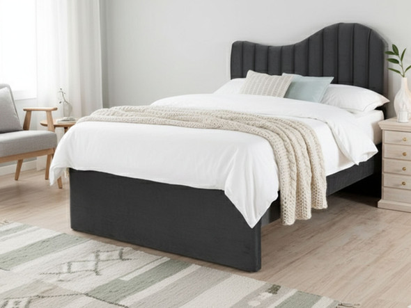 Julieta Bed Frame Charcoal Smooth Velvet Julieta Bed Frame Charcoal Smooth Velvet