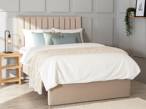 Adrix upholstered bed pale cream smooth velvet Adrix upholstered bed pale cream smooth velvet