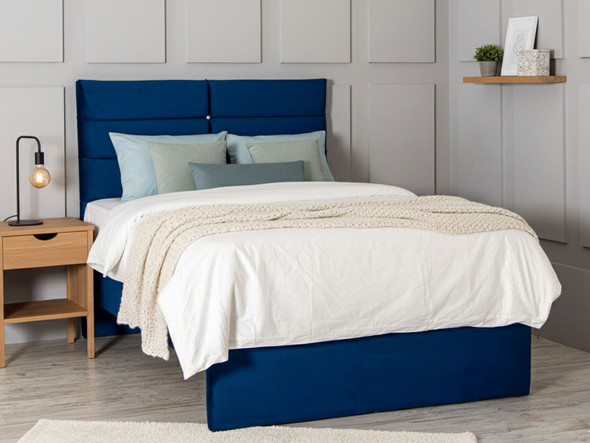 Adrix upholstered bed blue smooth velvet Adrix upholstered bed blue smooth velvet