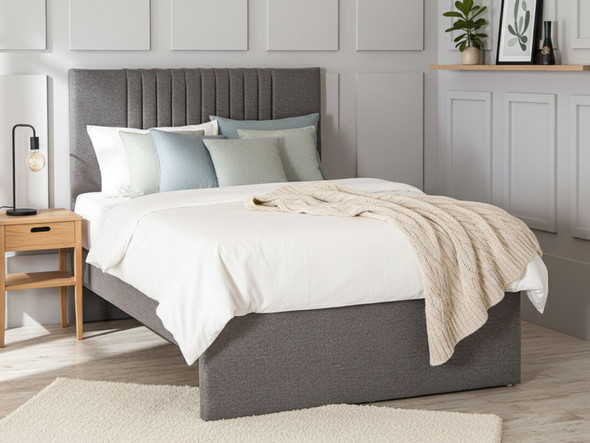 Amilio upholstered bed grey tweed fabric Amilio upholstered bed grey tweed fabric