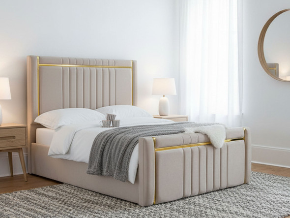 Elevate your bedroom with the Esupasaver Hazle Ottoman Bed, designed with deep storage and stunning gold accents for a perfect blend of style and functionality. Elevate your bedroom with the Esupasaver Hazle Ottoman Bed, designed with deep storage and stunning gold accents for a perfect blend of style and functionality.