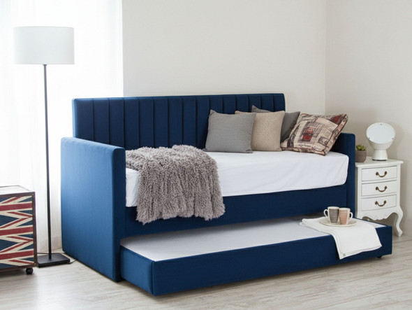 Discover the Esupasaver Orla Upholstered Daybed, featuring a stylish design and a convenient pull-out trundle bed for extra sleeping space. Perfect for any room! Discover the Esupasaver Orla Upholstered Daybed, featuring a stylish design and a convenient pull-out trundle bed for extra sleeping space. Perfect for any room!