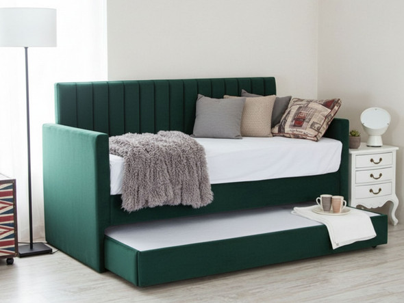 Discover the Esupasaver Orla Upholstered Daybed, featuring a stylish design and a convenient pull-out trundle bed for extra sleeping space. Perfect for any room! Discover the Esupasaver Orla Upholstered Daybed, featuring a stylish design and a convenient pull-out trundle bed for extra sleeping space. Perfect for any room!