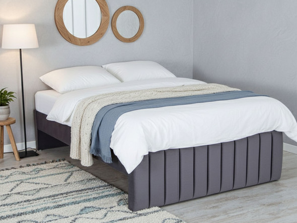 Anaca Upholstered Bed Base Charcoal Smooth Velvet Anaca Upholstered Bed Base Charcoal Smooth Velvet