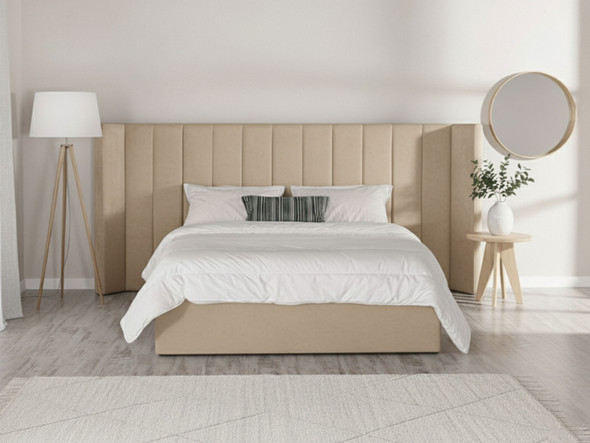  Discover the Esupasaver Theodora Wide Panel Ottoman Storage Bed, featuring elegant accent lines and a luxurious hotel-style wing headboard for ultimate comfort.