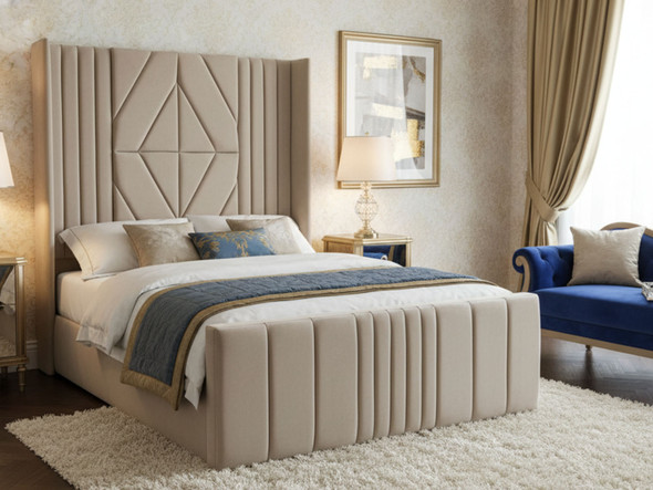 Esupasaver Genesis Gas Lift Ottoman Storage Wing Bed - 2 Metre High Headboard. Available in Smooth Velvet, Crush Velvet, Chenille, Linen, Faux Suede & Tweed Fabrics Esupasaver Genesis Gas Lift Ottoman Storage Wing Bed - 2 Metre High Headboard. Available in Smooth Velvet, Crush Velvet, Chenille, Linen, Faux Suede & Tweed Fabrics