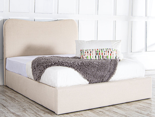 Esupasaver Elio Ottoman Storage Fabric Bed Frame, featuring a stylish curved headboard Esupasaver Elio Ottoman Storage Fabric Bed Frame, featuring a stylish curved headboard