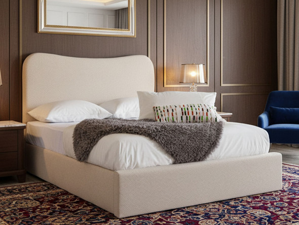 Esupasaver Elio Ottoman Storage Fabric Bed Frame, featuring a stylish curved headboard Esupasaver Elio Ottoman Storage Fabric Bed Frame, featuring a stylish curved headboard