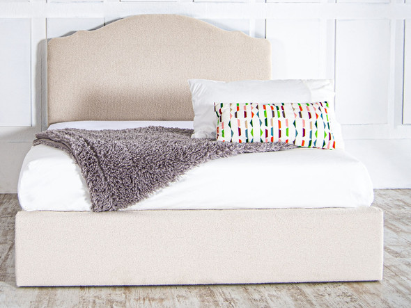 Esupasaver Zoe Ottoman Storage Fabric Bed Frame, featuring a stylish curved, French-inspired headboard Esupasaver Zoe Ottoman Storage Fabric Bed Frame, featuring a stylish curved, French-inspired headboard