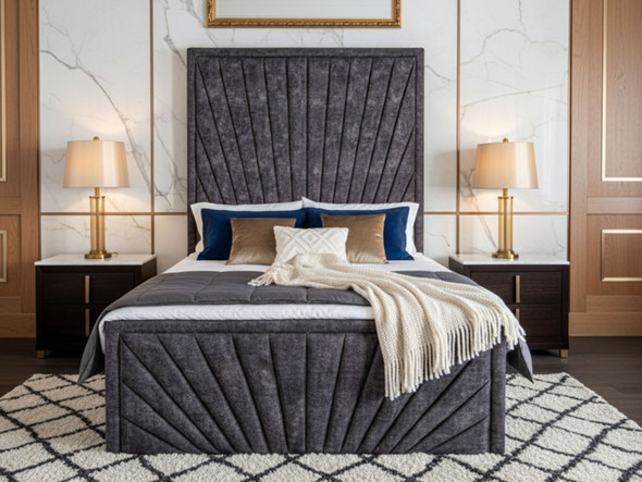Esupasaver Beautiful Calliope Deep Storage Ottoman Fabric Bed Frame, featuring a stylish Extra High headboard Design Esupasaver Beautiful Calliope Deep Storage Ottoman Fabric Bed Frame, featuring a stylish Extra High headboard Design