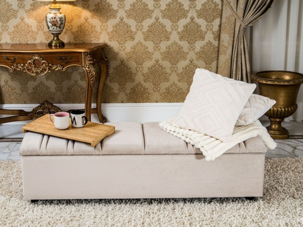 The Esupasaver Gianna Upholstered Ottoman Storage Bench combines style and practicality, providing a chic storage solution and comfortable seating for your home. The Esupasaver Gianna Upholstered Ottoman Storage Bench combines style and practicality, providing a chic storage solution and comfortable seating for your home.
