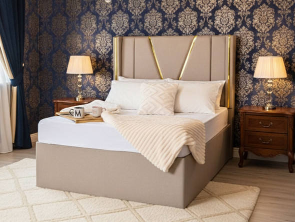 Discover the Esupasaver Beautiful Posie Deep Storage Ottoman Wing Bed Frame, featuring a chic Extra High headboard with stylish gold accent lines for a modern touch. Discover the Esupasaver Beautiful Posie Deep Storage Ottoman Wing Bed Frame, featuring a chic Extra High headboard with stylish gold accent lines for a modern touch.