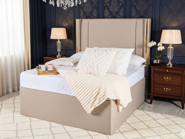 Discover the Esupasaver Beautiful Brooke Deep Storage Ottoman Wing Bed Frame, featuring a chic Extra High headboard with stylish gold accent lines for a modern touch. Discover the Esupasaver Beautiful Brooke Deep Storage Ottoman Wing Bed Frame, featuring a chic Extra High headboard with stylish gold accent lines for a modern touch.