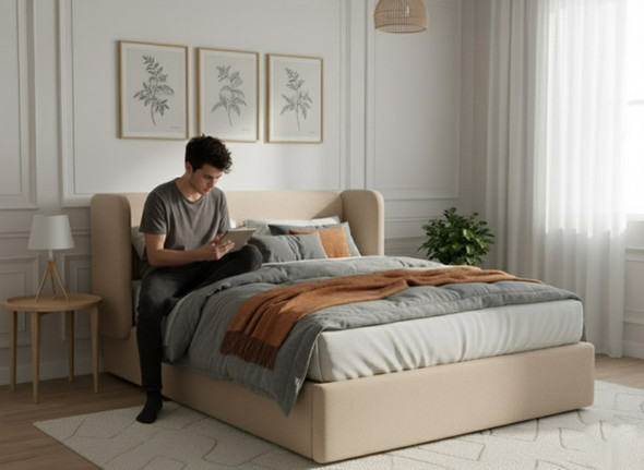 Explore the Esupasaver Solana Ottoman Storage Bed Frame, featuring a low footboard and elegant wing design. Perfect for stylish and functional bedroom decor.
